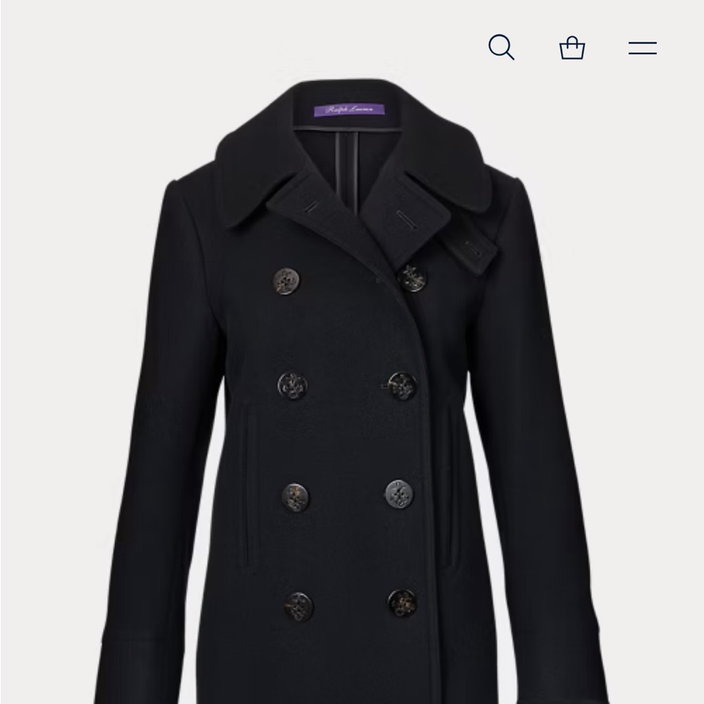 Ralph Lauren Elegant Black Wool Coat size 8